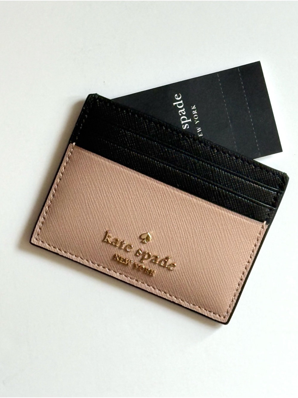 Kate Spade Madison Black & Taupe Leather Card Holder Wallet NWT - Picture 2 of 5